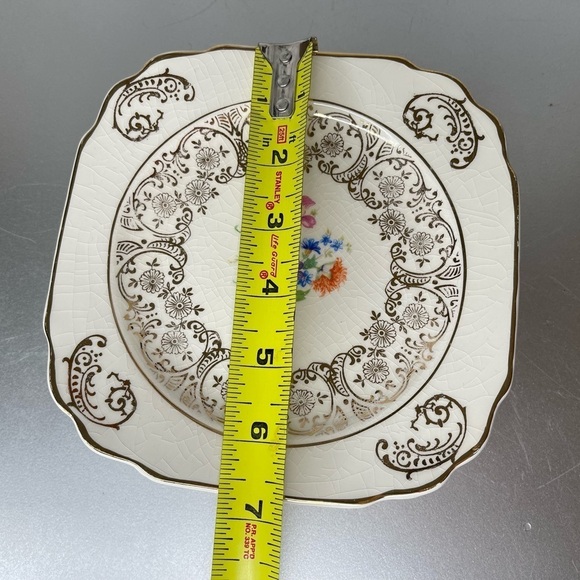 Vintage Set of 4 Harker Pottery Co. 22kt. Gold Flower Plate - Picture 7 of 7